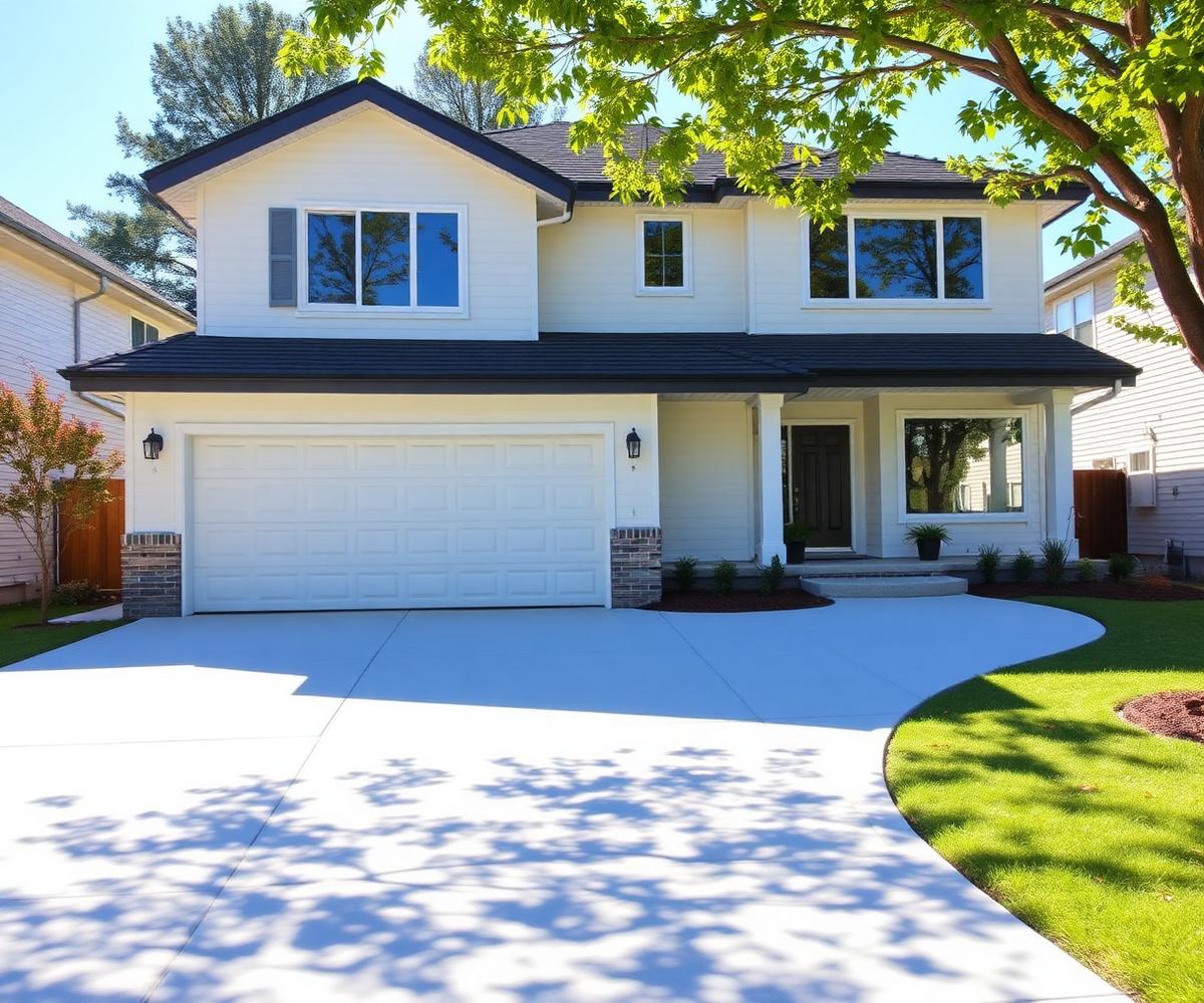 Modern home with a pristine driveway and sparkling windows